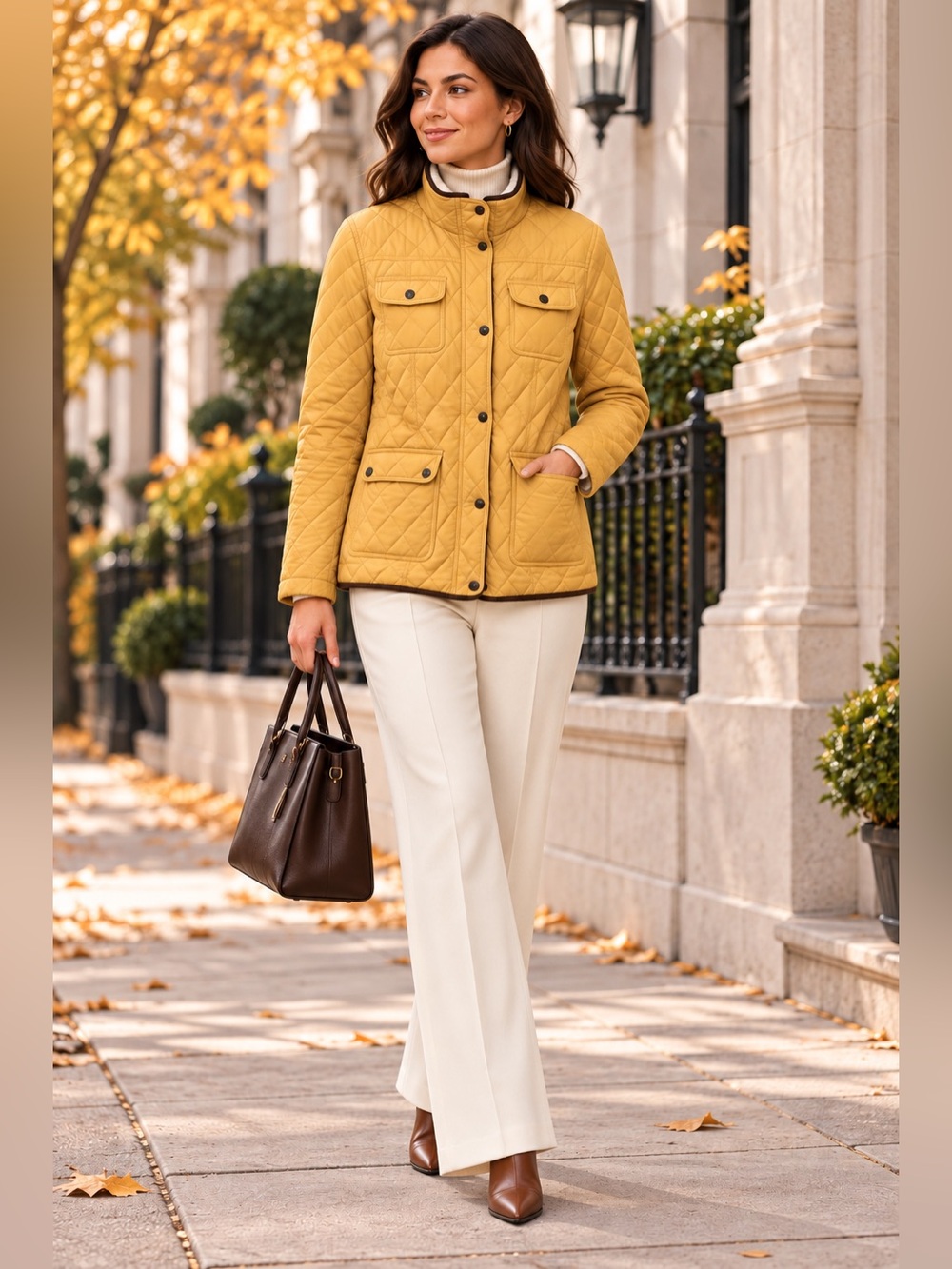 Ralph Lauren Quilted Mustard Jacket with Snap Front.